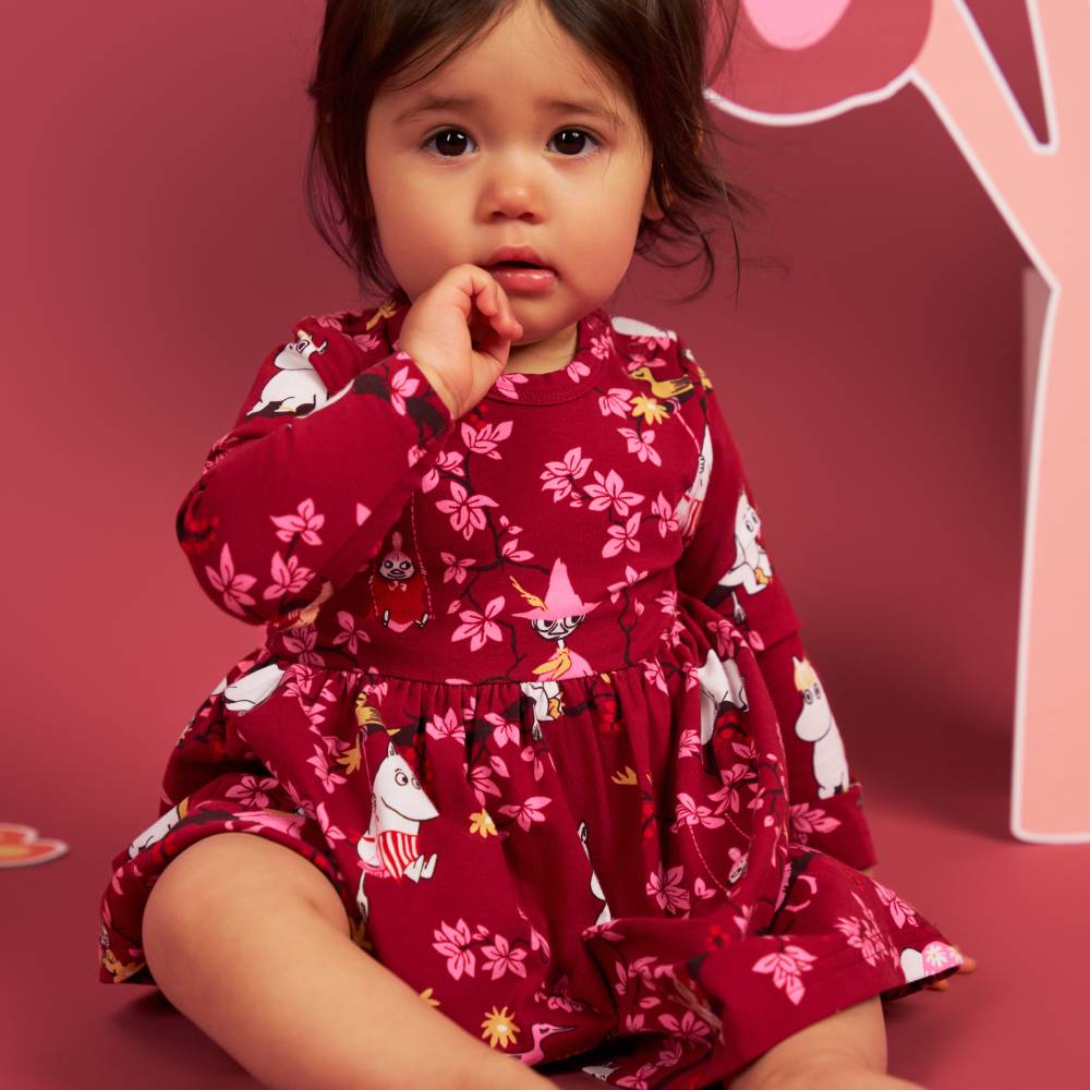 Moomin Climbing Tree Bodysuit Dress Burgundy - The Official Moomin Shop
