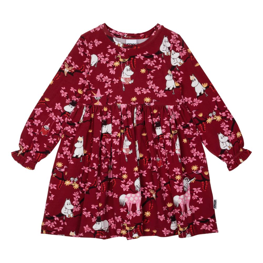 Moomin Climbing Tree Dress Burgundy - The Official Moomin Shop