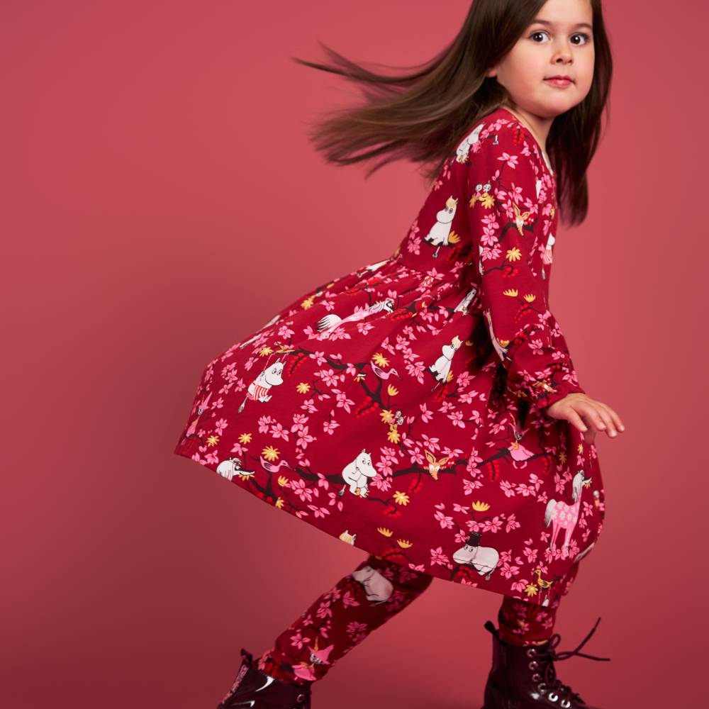 Moomin Climbing Tree Dress Burgundy - The Official Moomin Shop