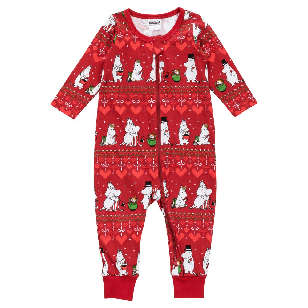 Moomin Winter Heart Baby Pyjamas Red - The Official Moomin Shop