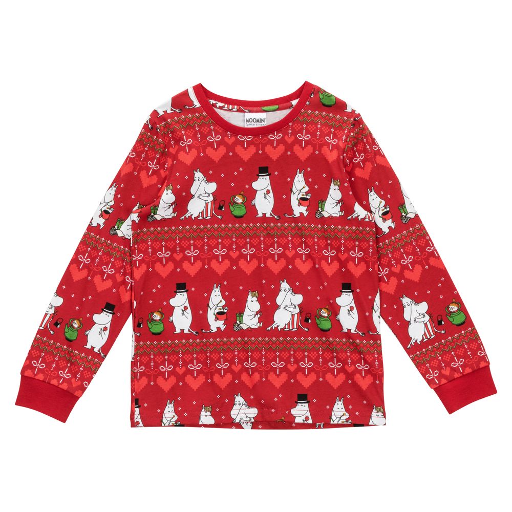 Moomin Winter Heart Kids Pyjamas Red - The Official Moomin Shop
