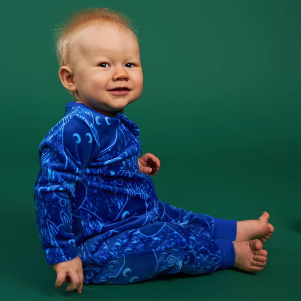 Moomin Smile Velour Pyjamas Blue - The Official Moomin Shop