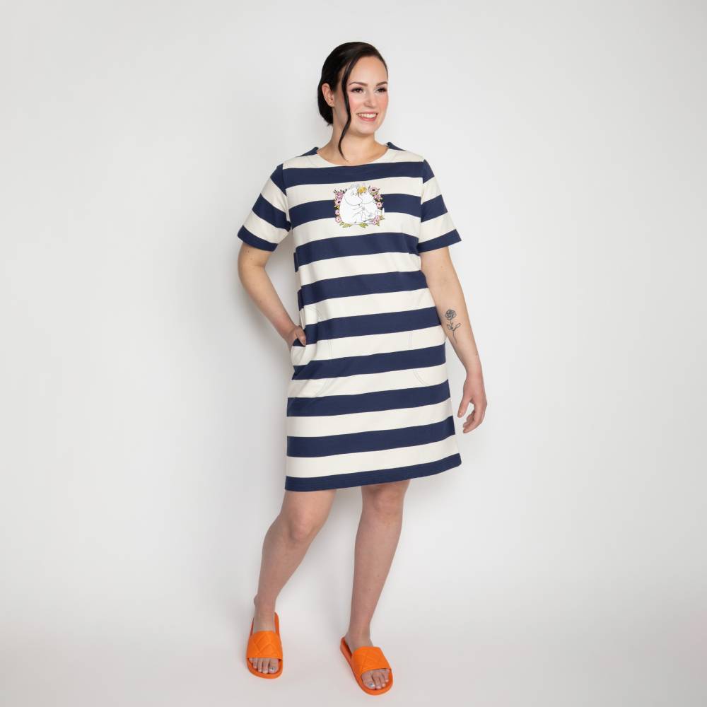 Moomintroll & Snorkmaiden Stripe Dress Darkblue - The Official Moomin Shop