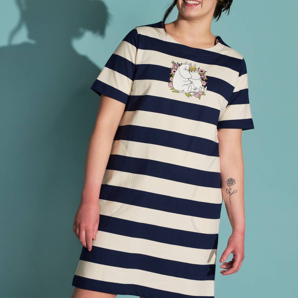 Moomintroll & Snorkmaiden Stripe Dress Darkblue - The Official Moomin Shop