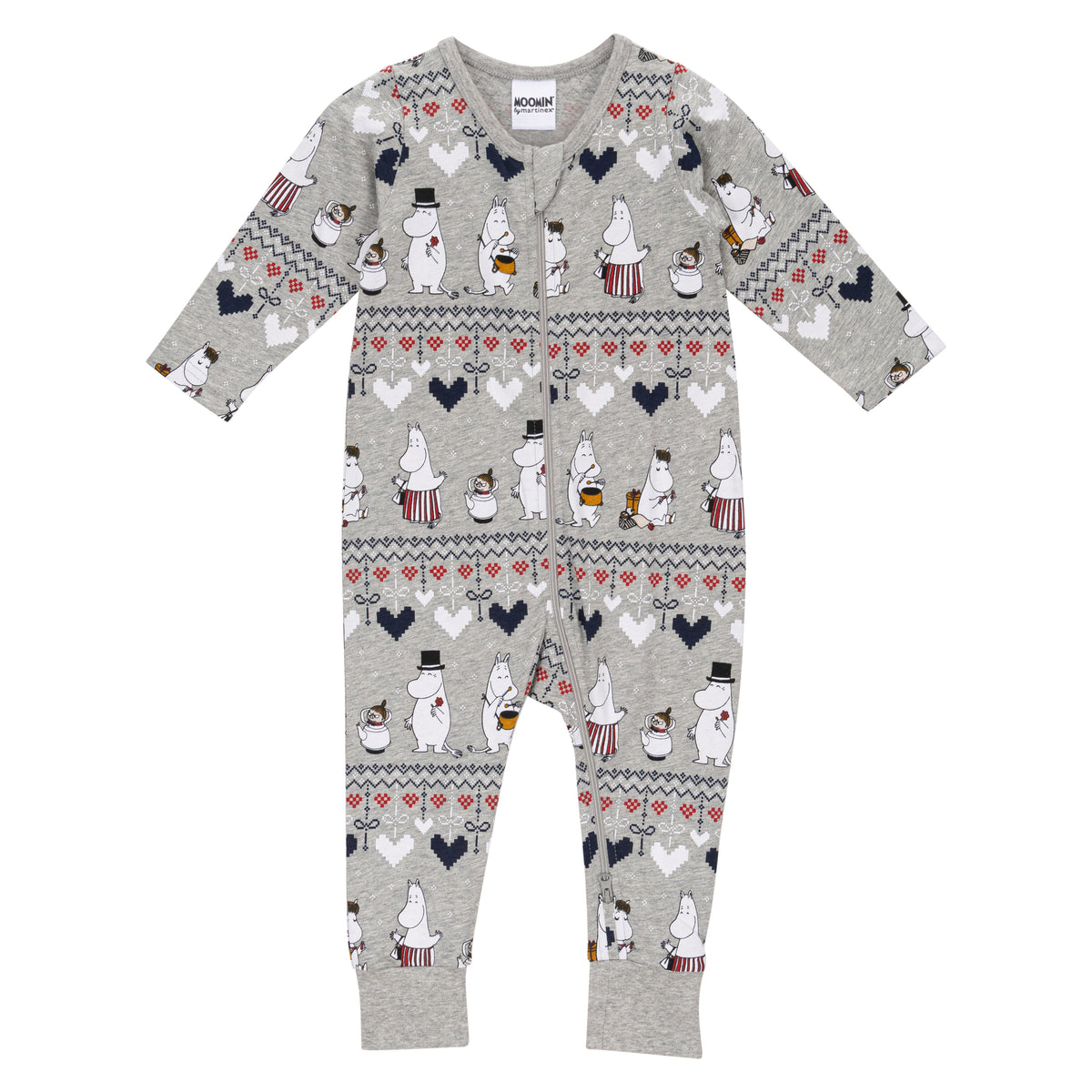 Moomin Winter Heart Baby Pyjamas Grey - The Official Moomin Shop