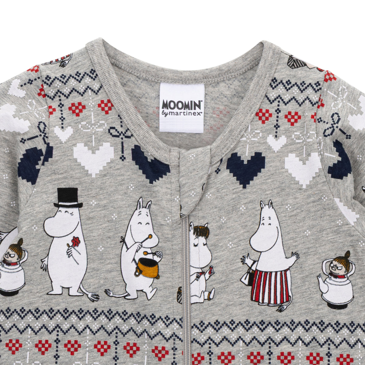 Moomin Winter Heart Baby Pyjamas Grey - The Official Moomin Shop