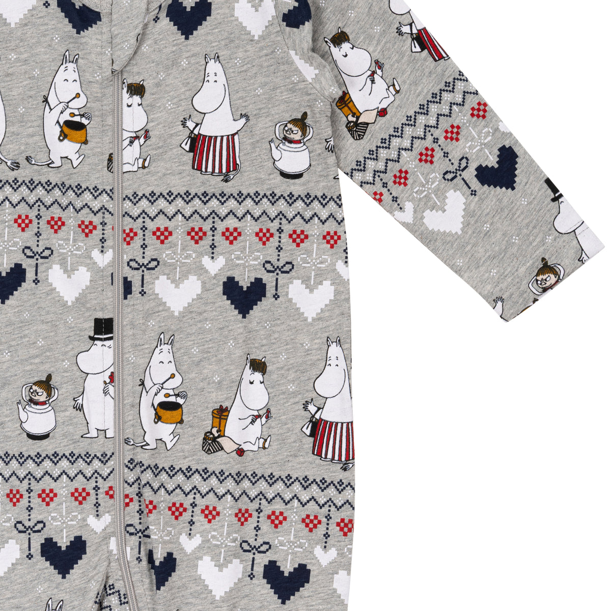 Moomin Winter Heart Baby Pyjamas Grey - The Official Moomin Shop