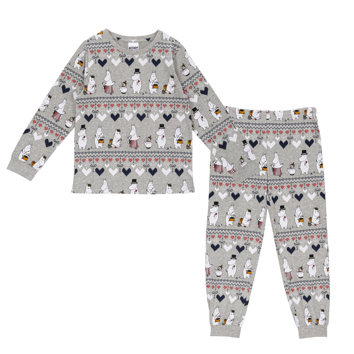 Moomin Winter Heart Kids Pyjamas Grey - The Official Moomin Shop
