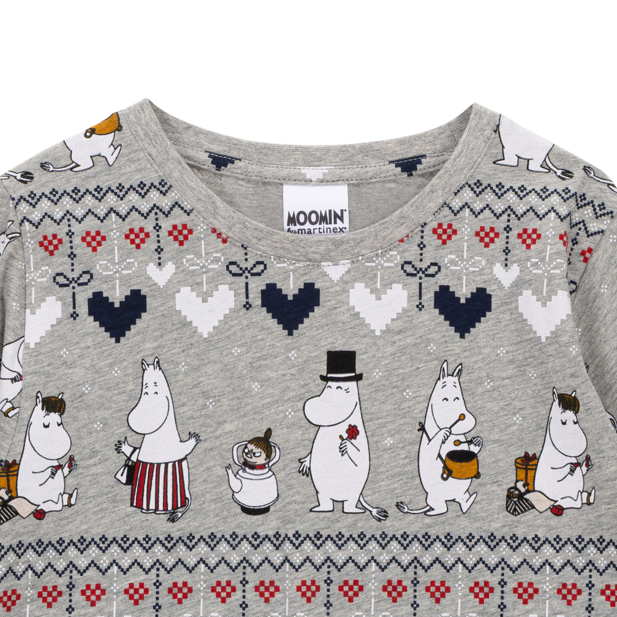 Moomin Winter Heart Kids Pyjamas Grey - The Official Moomin Shop