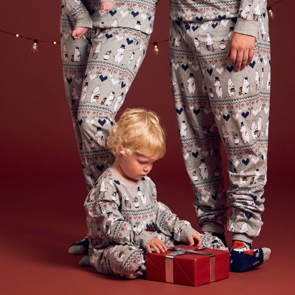 Moomin Winter Heart Kids Pyjamas Grey - The Official Moomin Shop