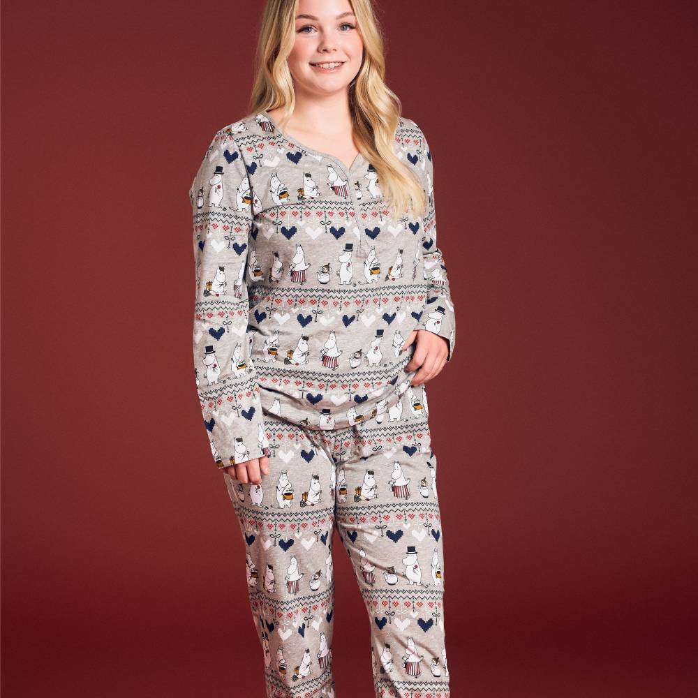 Moomin Winter Heart Women Pyjamas Grey - The Official Moomin Shop