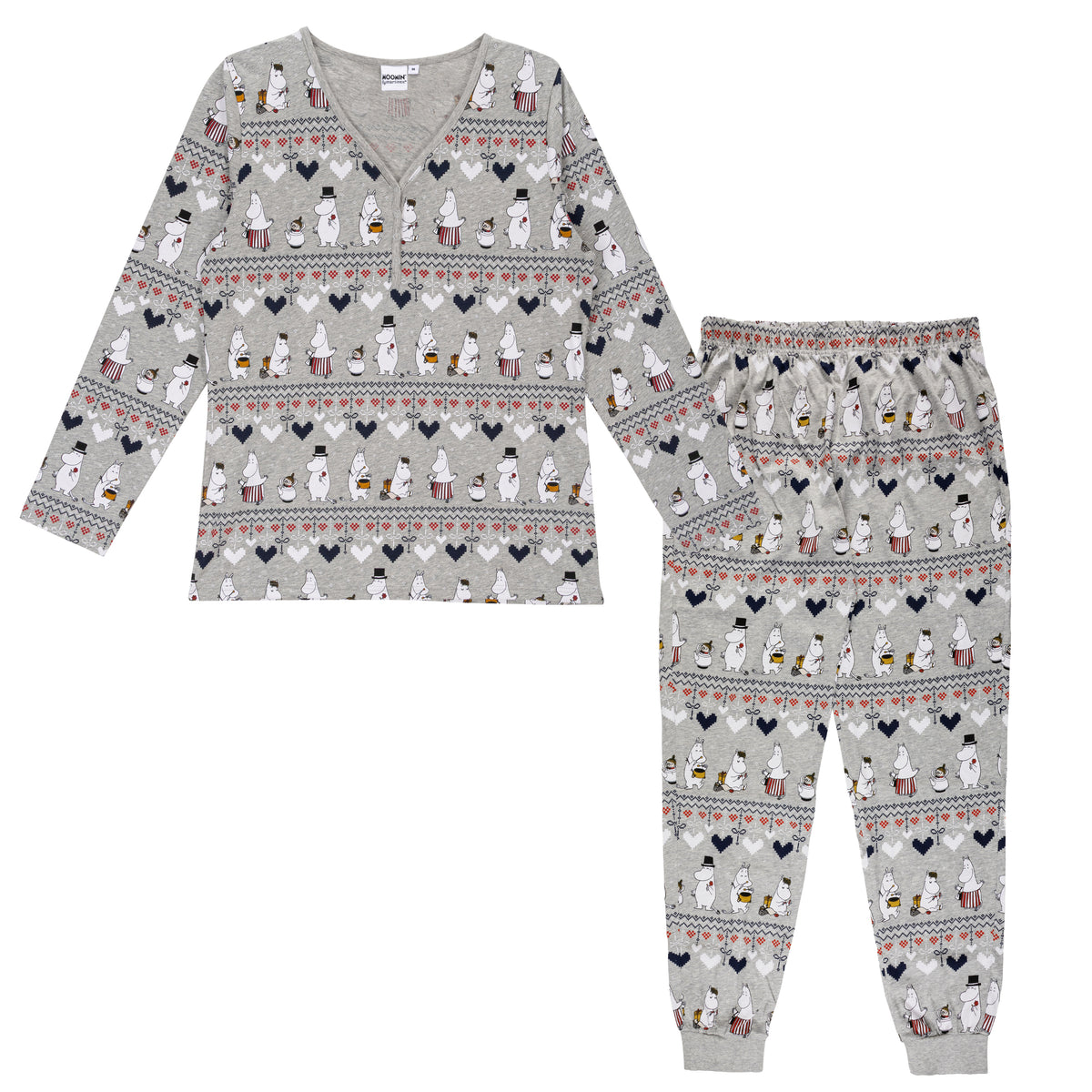 Moomin Winter Heart Women Pyjamas Grey - The Official Moomin Shop