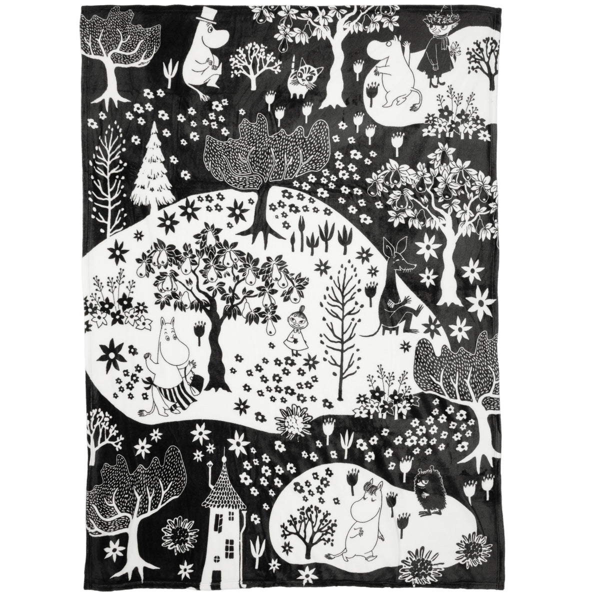 Moomin Park Fleece Blanket Black - The Official Moomin Shop