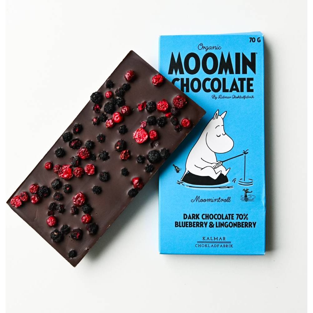 Moomintroll Dark Chocolate with Lingonberry & Blueberry 70g - The Official Moomin Shop