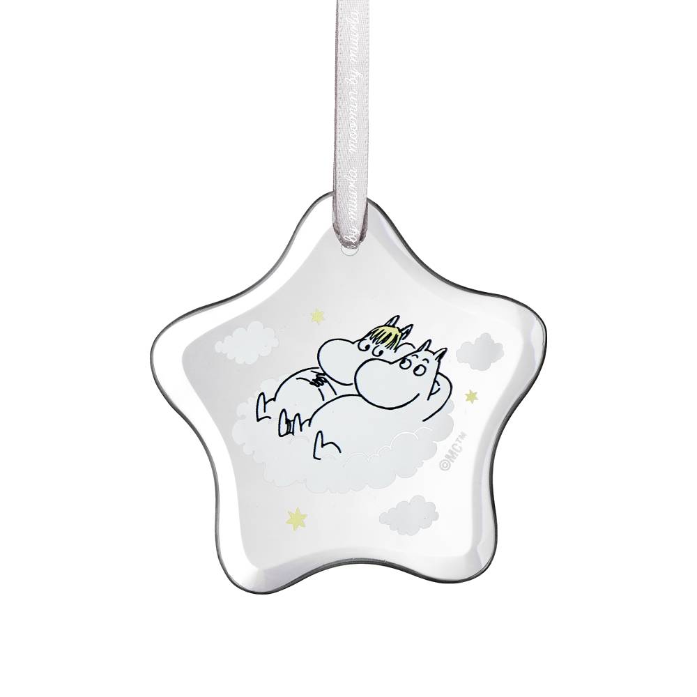 Moomintroll &amp; Snorkmaiden Glass Ornament 8cm - The Official Moomin Shop