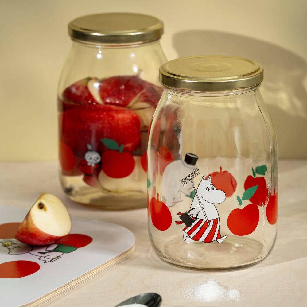 Moomin Joyful Apples Glass Jar 1L - The Official Moomin Shop