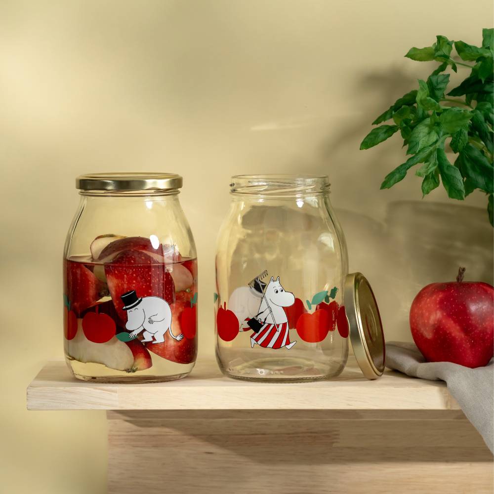 Moomin Joyful Apples Glass Jar 1L - The Official Moomin Shop