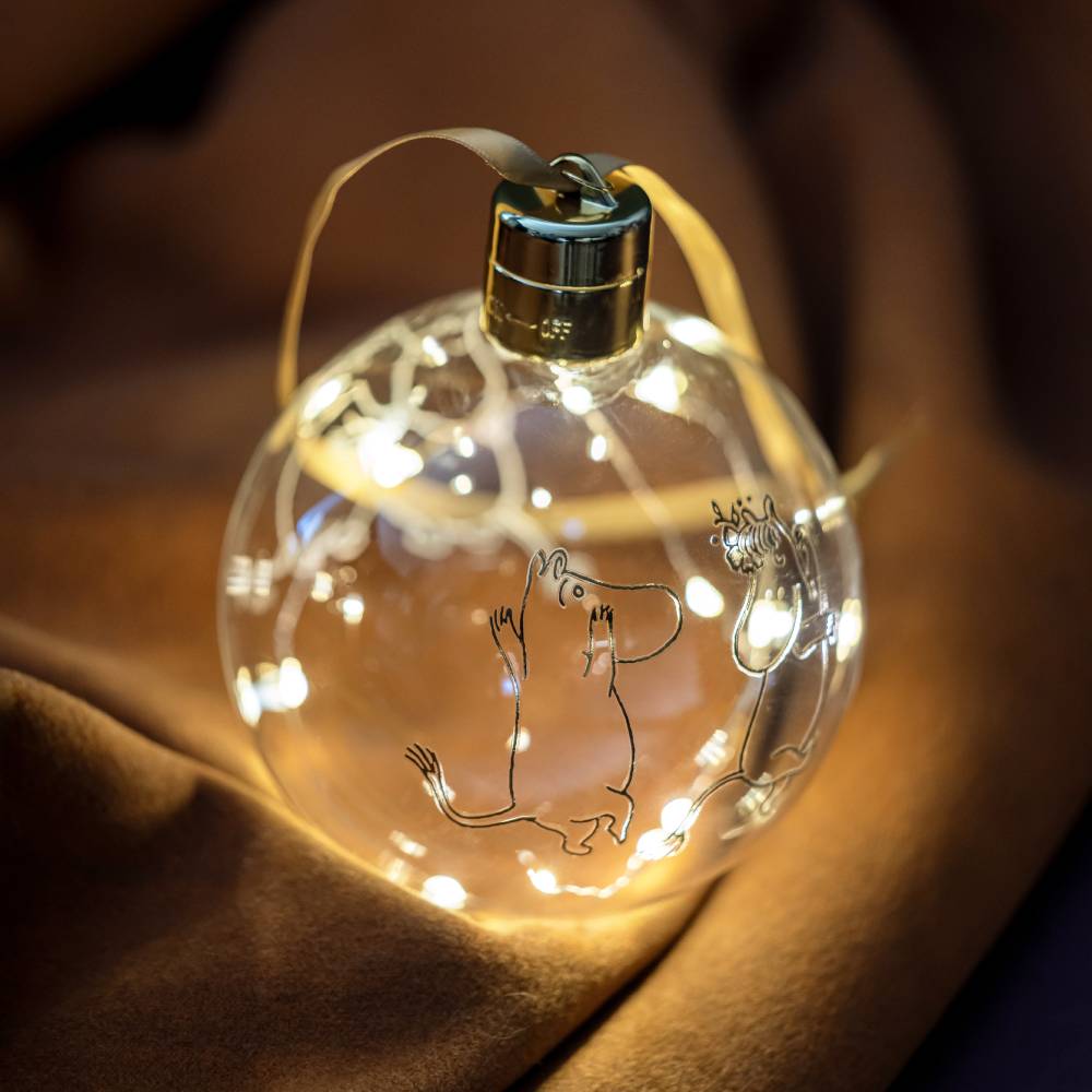 Moomin 80 Glass Bauble &amp; LED Lights 11cm - The Official Moomin Shop