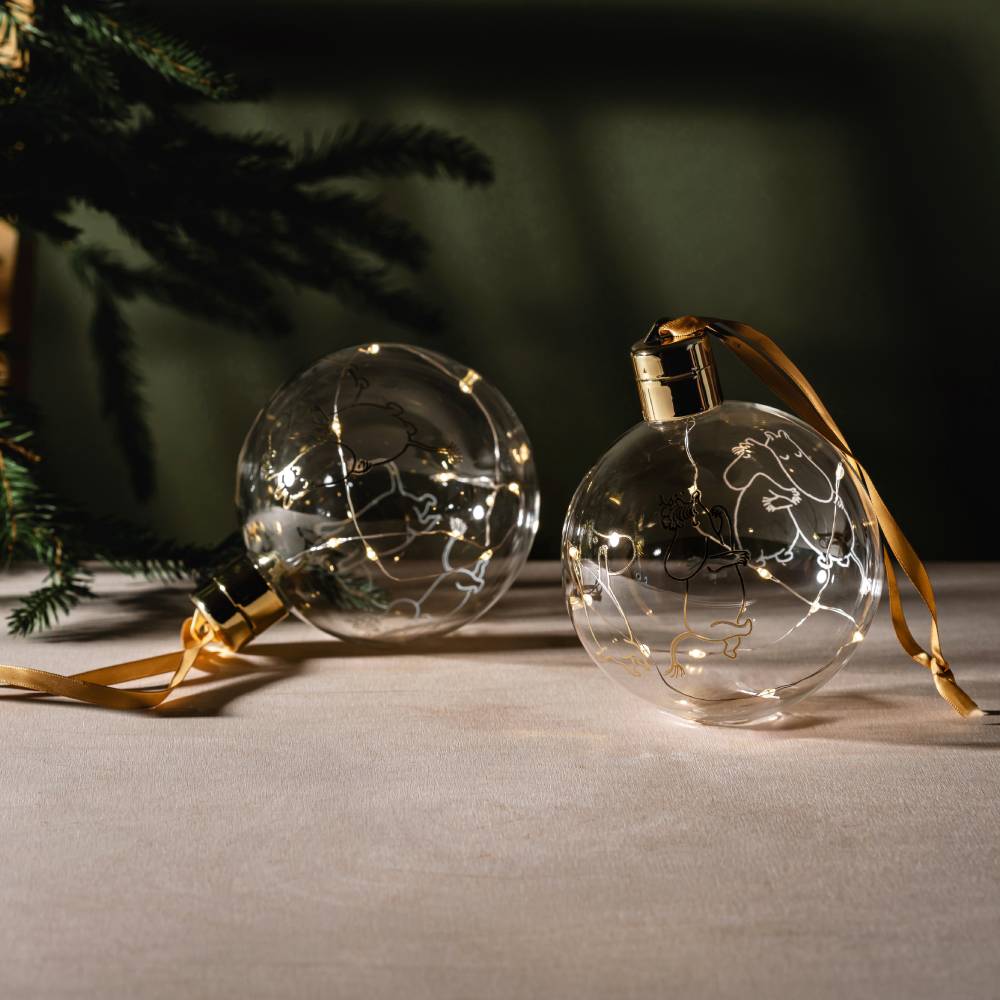 Moomin 80 Glass Bauble &amp; LED Lights 11cm - The Official Moomin Shop