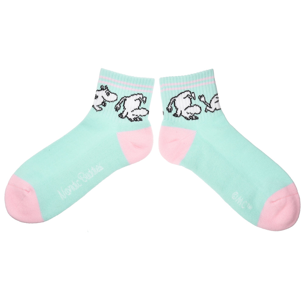 Moomintroll Ladies Retro Ankle Socks Lightgreen - Nordicbuddies - The Official Moomin Shop