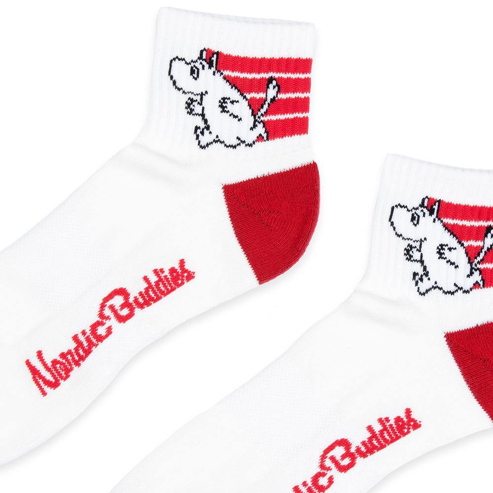 Moomintroll Running Retro Ankle Socks 40-45 White & Red - The Official Moomin Shop