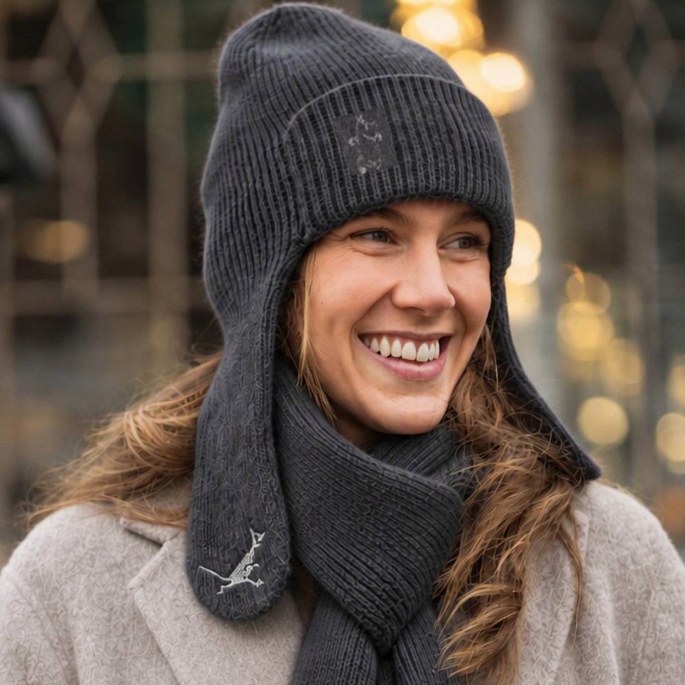 Moomintroll Knitted Beanie With Earflaps Grey - The Official Moomin Shop