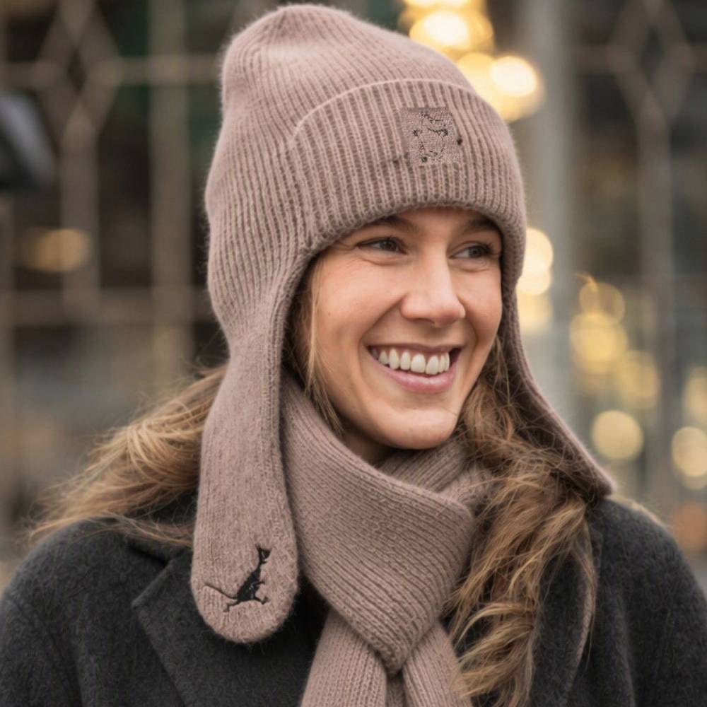 Moomintroll Knitted Beanie With Earflaps Nutria - The Official Moomin Shop