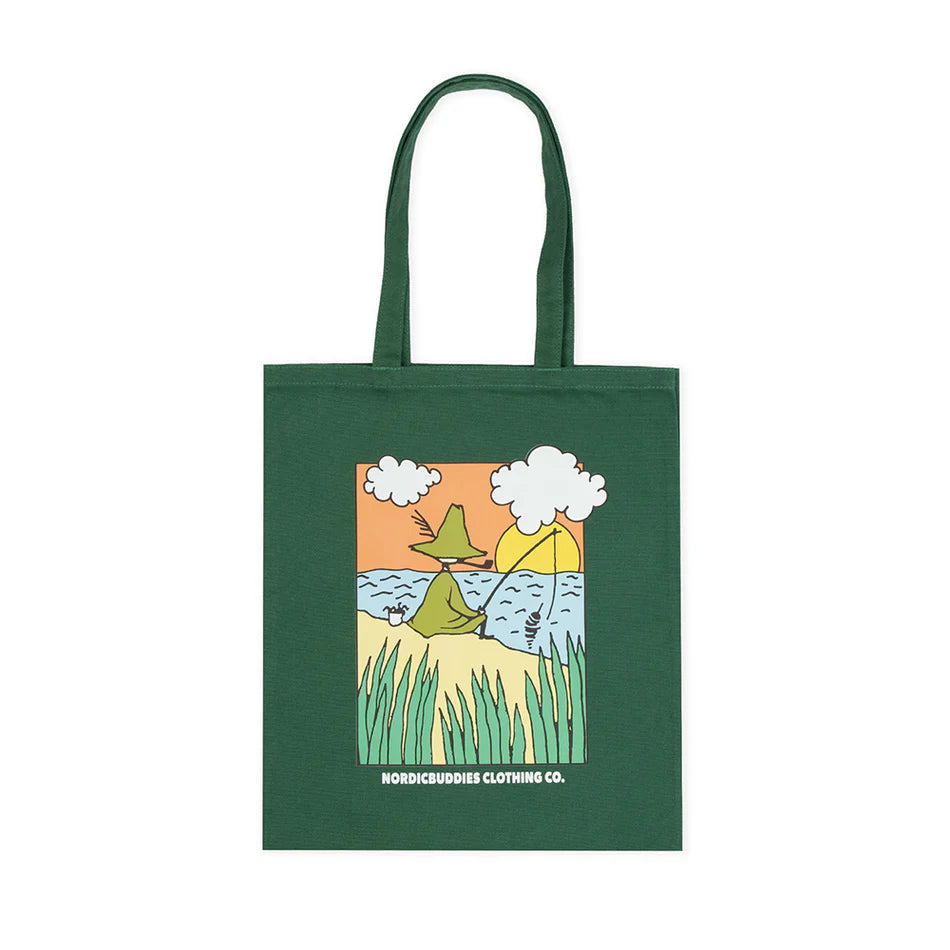 Snufkin Fishing Tote Bag Green - The Official Moomin Shop