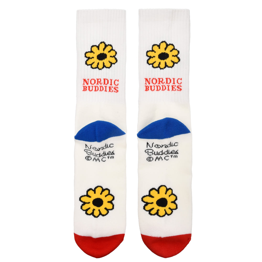 Moomintroll Retro Flower Socks 40-45 White-Red - The Official Moomin Shop