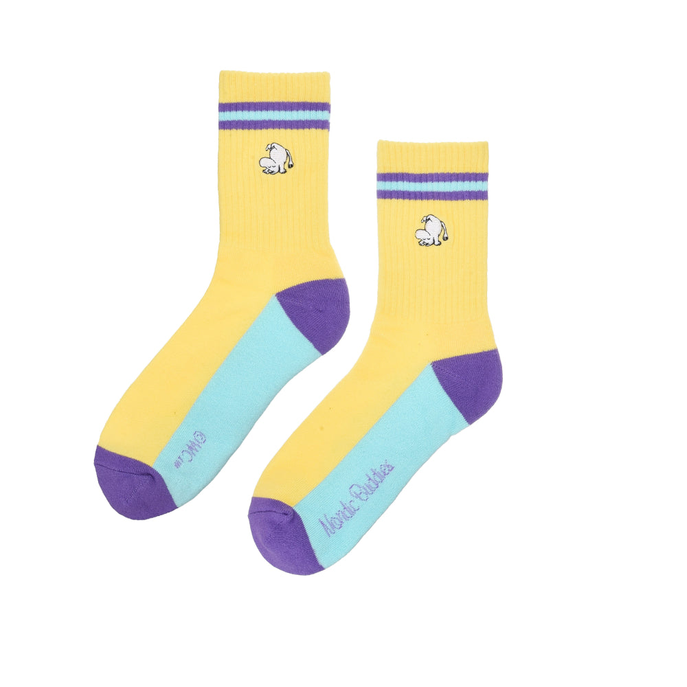 Moomintroll Ladies Embroidery Socks Yellow - Nordicbuddies - The Official Moomin Shop