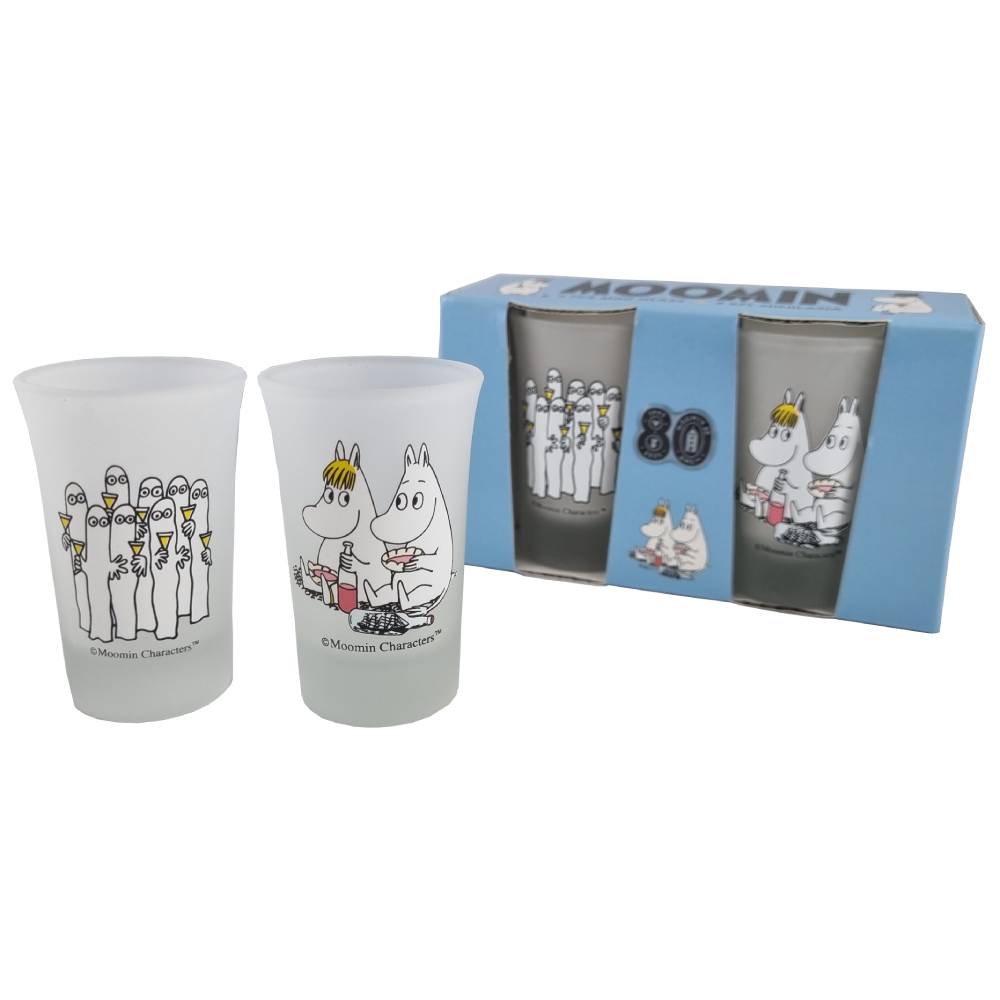 Moomintroll &amp; Snorkmaiden &amp; Hattifatteners Mini Glass 5cl 2-set TMF-Trade - The Official Moomin Shop