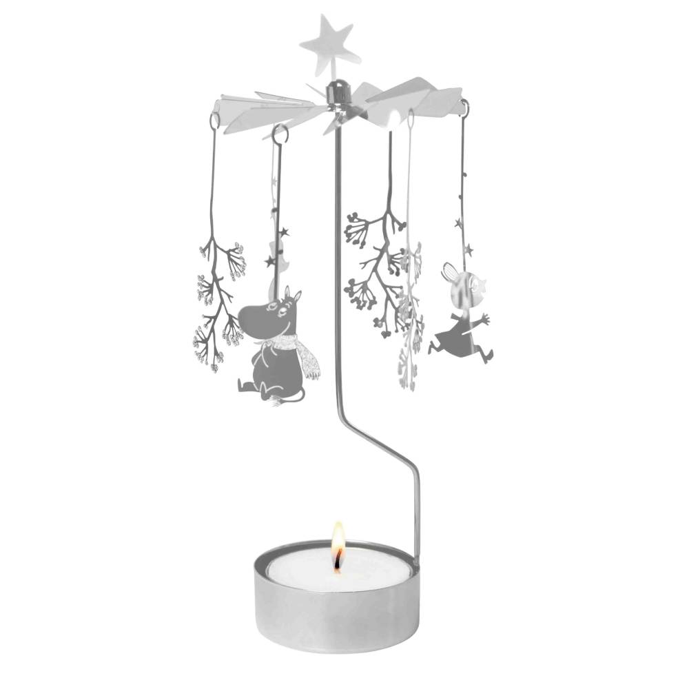 Moomin First Snow Rotary Candle Holder Silver 16cm - The Official Moomin Shop