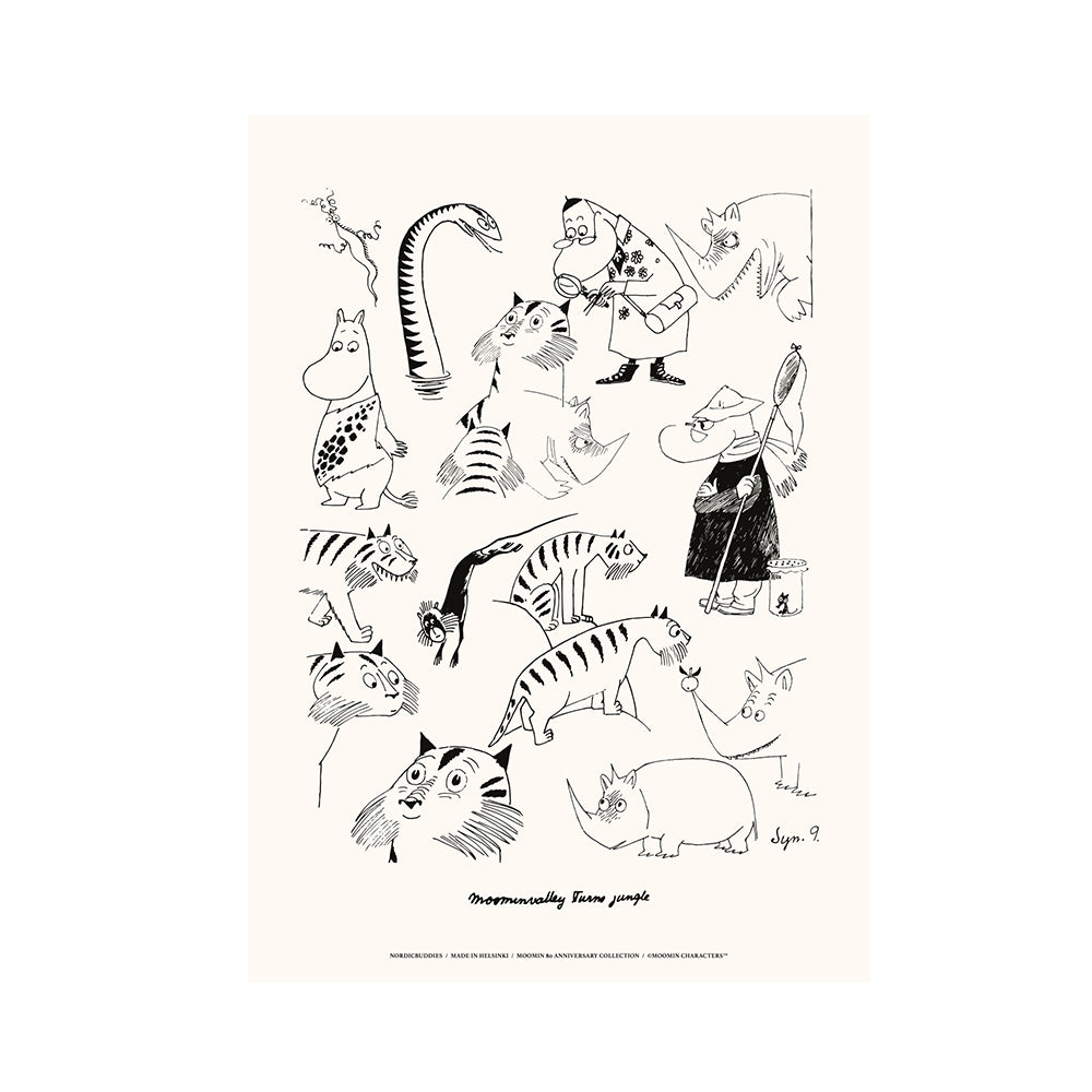 Moomin 80 Poster 50x70cm B&amp;W - The Official Moomin Shop