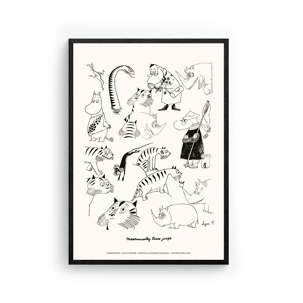 Moomin 80 Poster 50x70cm B&W - The Official Moomin Shop