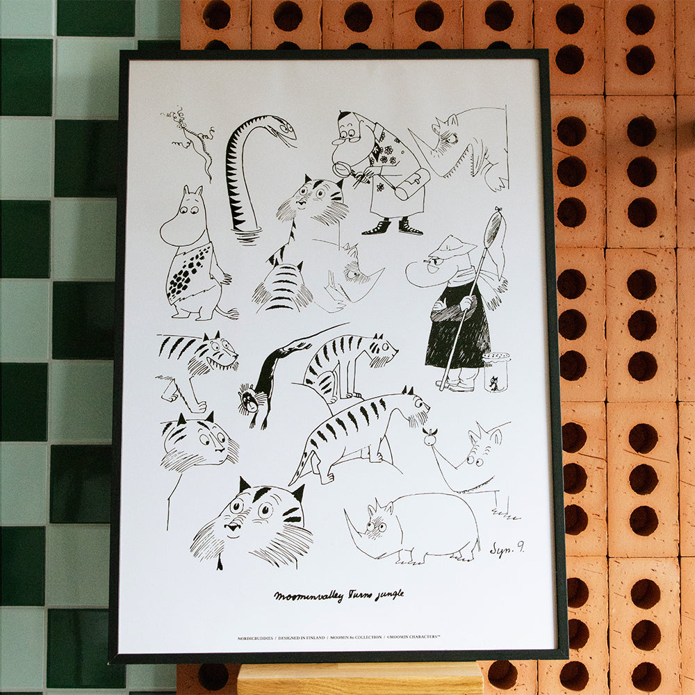 Moomin 80 Poster 50x70cm B&amp;W - The Official Moomin Shop