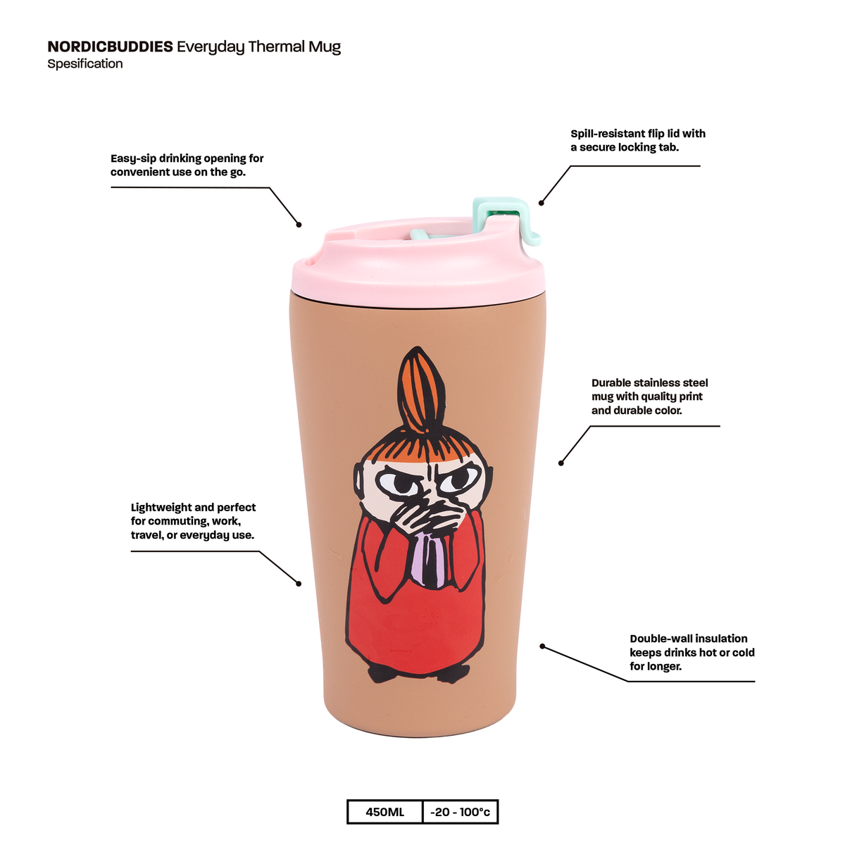 Little My Thermal Mug 550ml Brown - The Official Moomin Shop