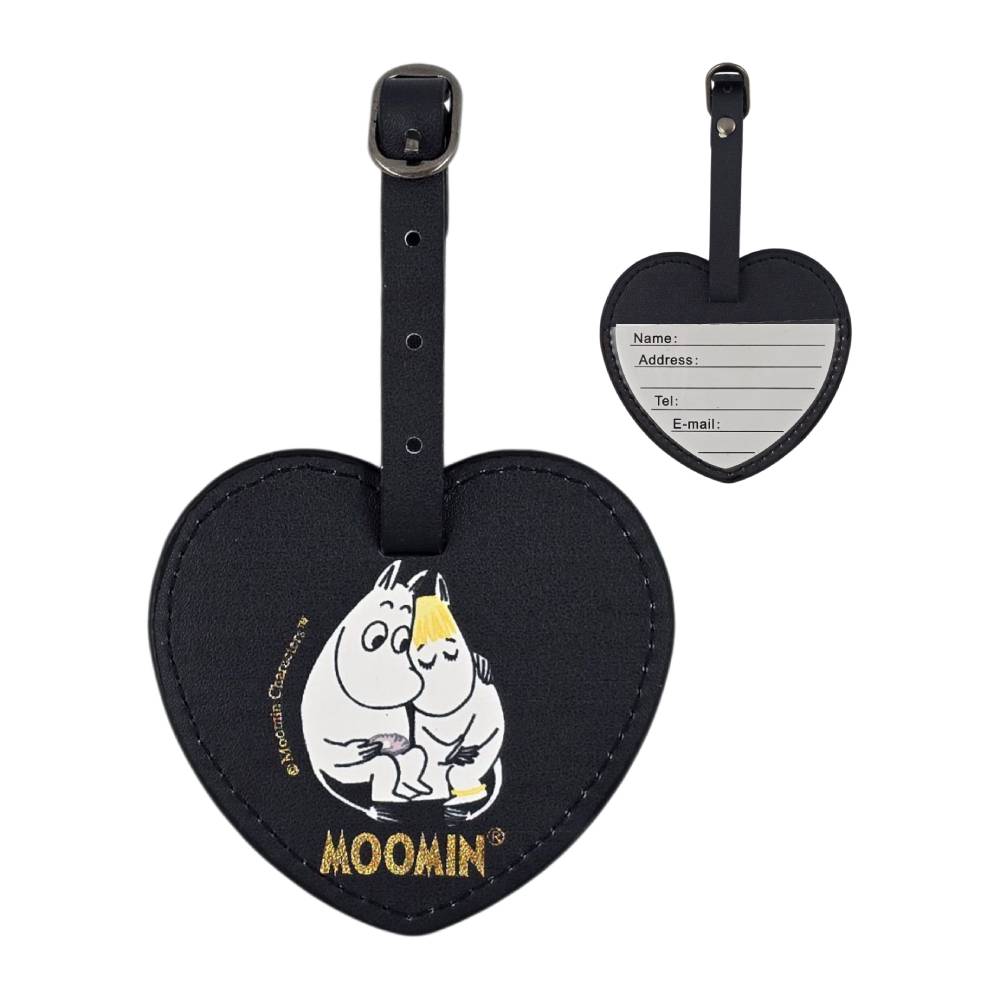Moomintroll & Snorkmaiden Heart Luggage Tag Black - The Official Moomin Shop