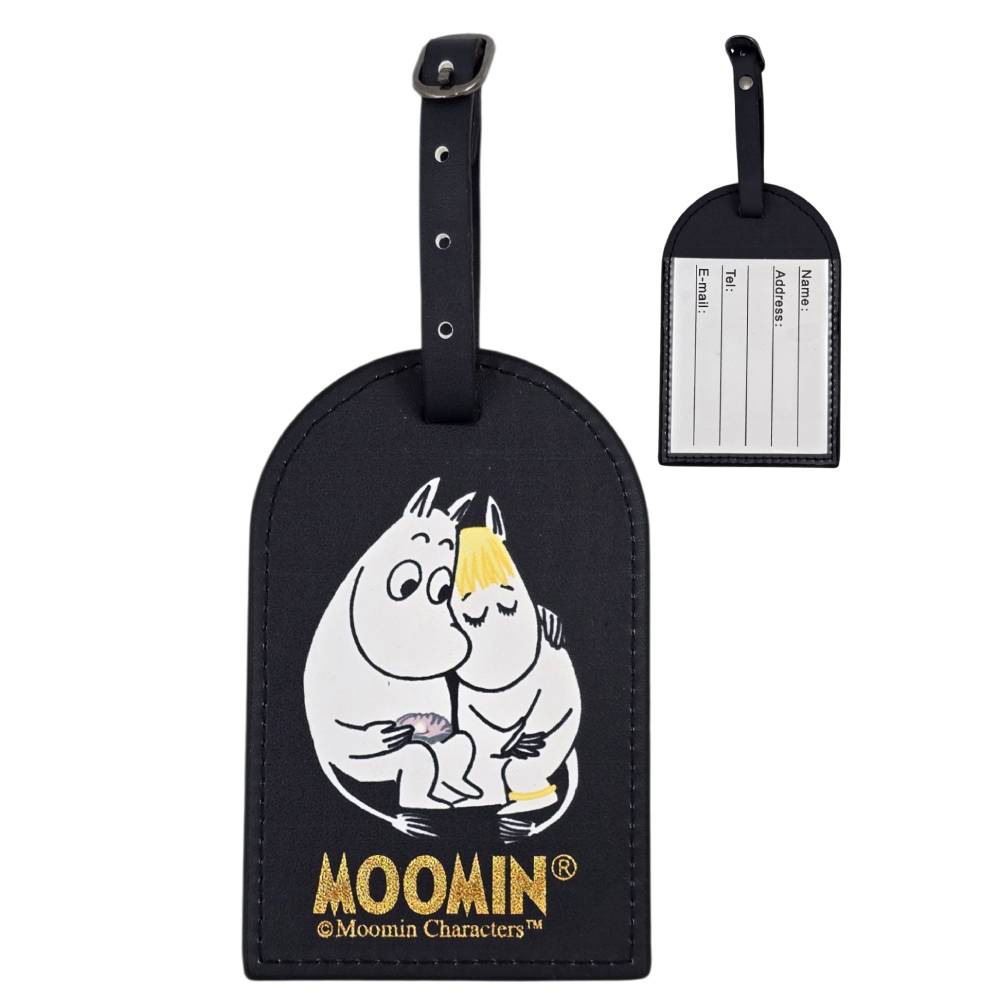 Moomintroll & Snorkmaiden Luggage Tag Black - The Official Moomin Shop