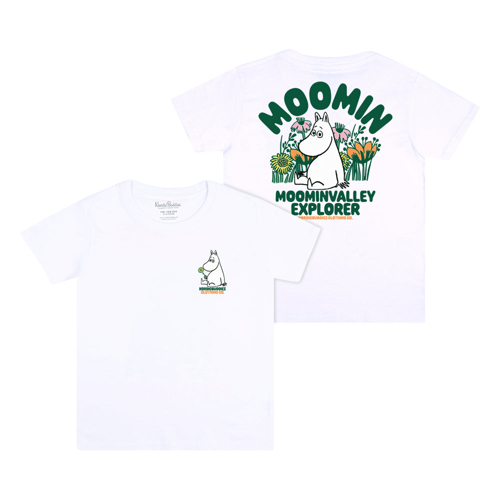Moomintroll Flowers Kids T-Shirt White - The Official Moomin Shop
