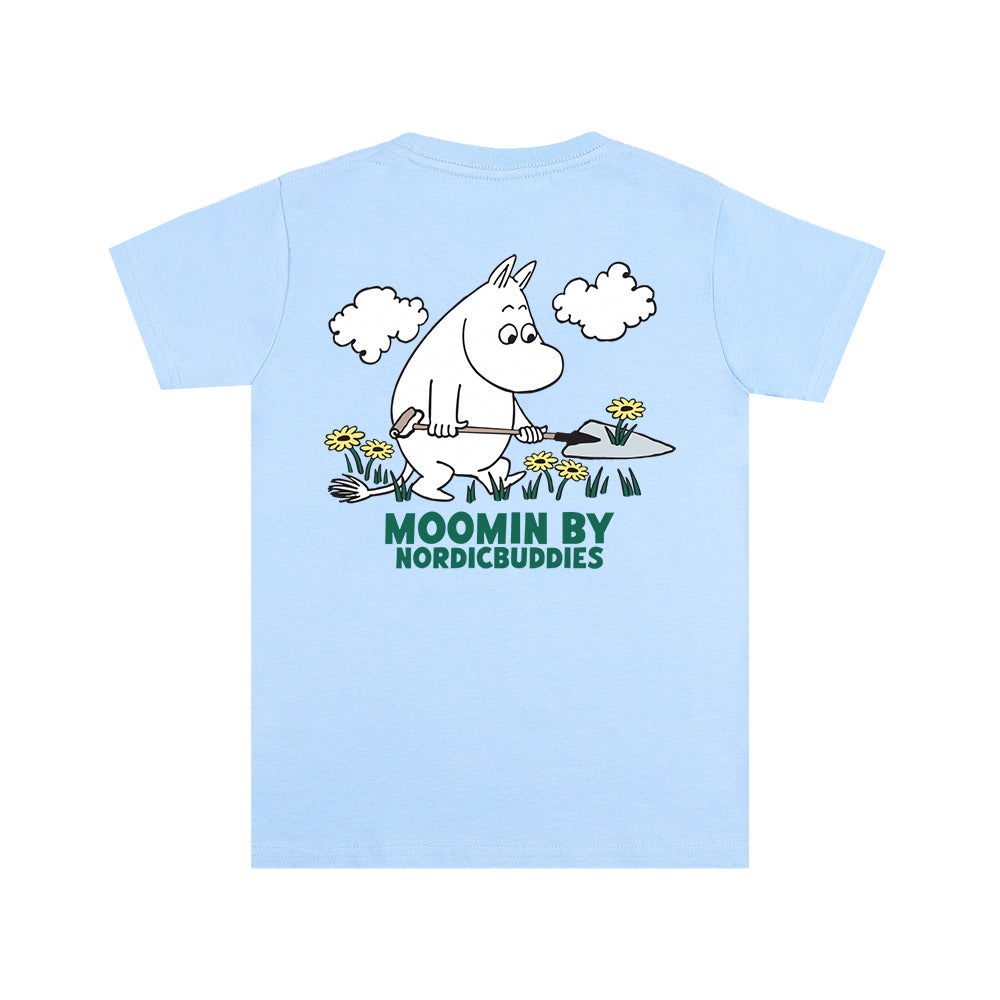 Moomintroll Gardening Kids T-Shirt Light Blue - The Official Moomin Shop