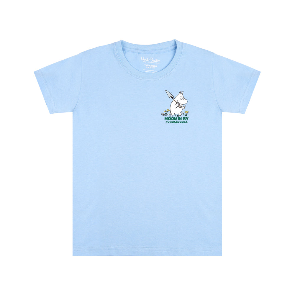 Moomintroll Gardening Kids T-Shirt Light Blue - The Official Moomin Shop