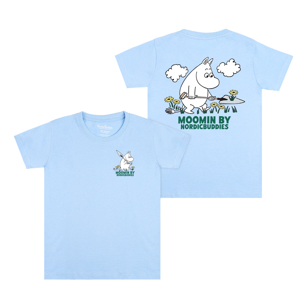 Moomintroll Gardening Kids T-Shirt Light Blue - The Official Moomin Shop