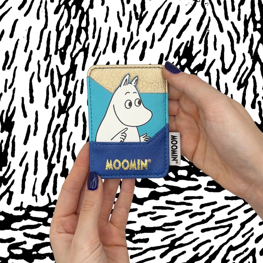 Moomintroll Gold Card Holder Blue - The Official Moomin Shop