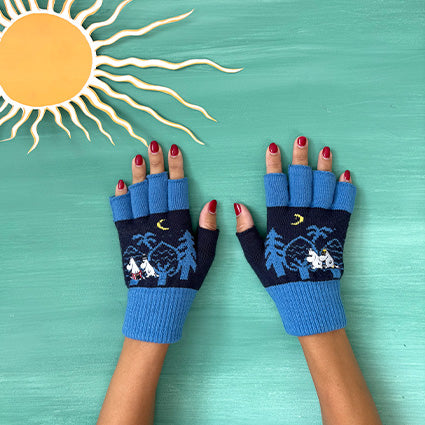 Moomin Forest Fingerless Gloves Blue - The Official Moomin Shop