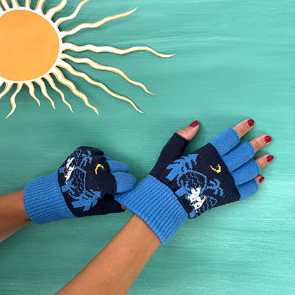 Moomin Forest Fingerless Gloves Blue - The Official Moomin Shop