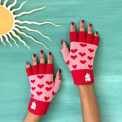 Moomin Love Fingerless Gloves Red - The Official Moomin Shop