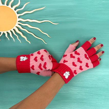 Moomin Love Fingerless Gloves Red - The Official Moomin Shop