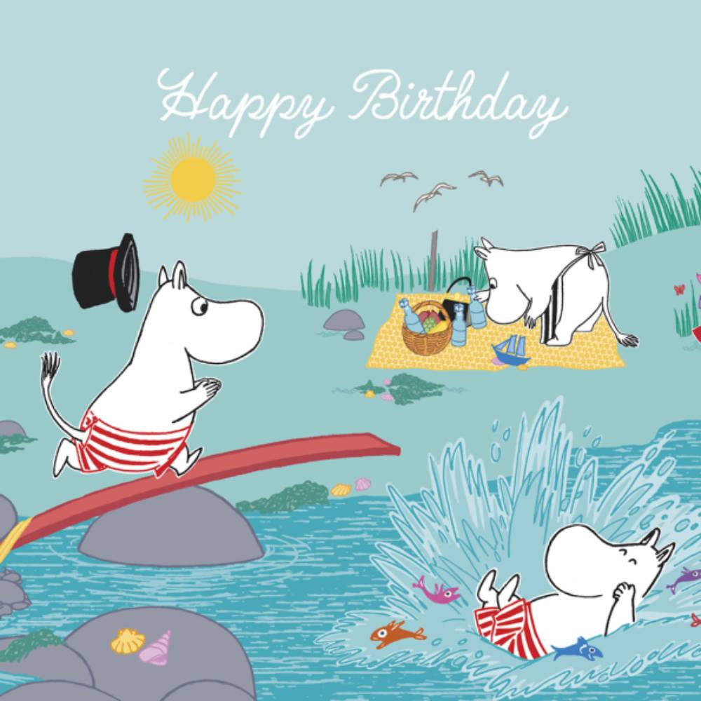 Moomin Swimming Greeting Card Square
