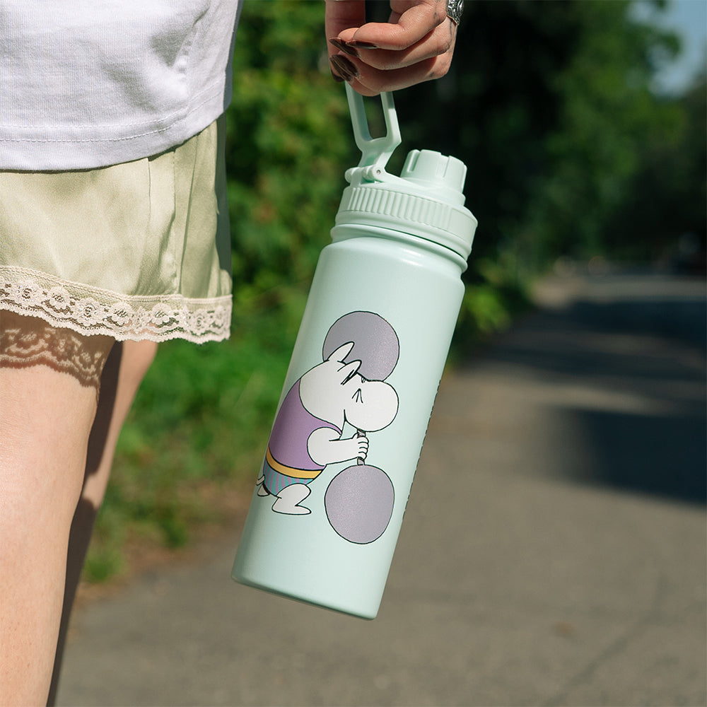 Moomintroll Weightlifting Thermal Bottle 550ml Turquoise - The Official Moomin Shop