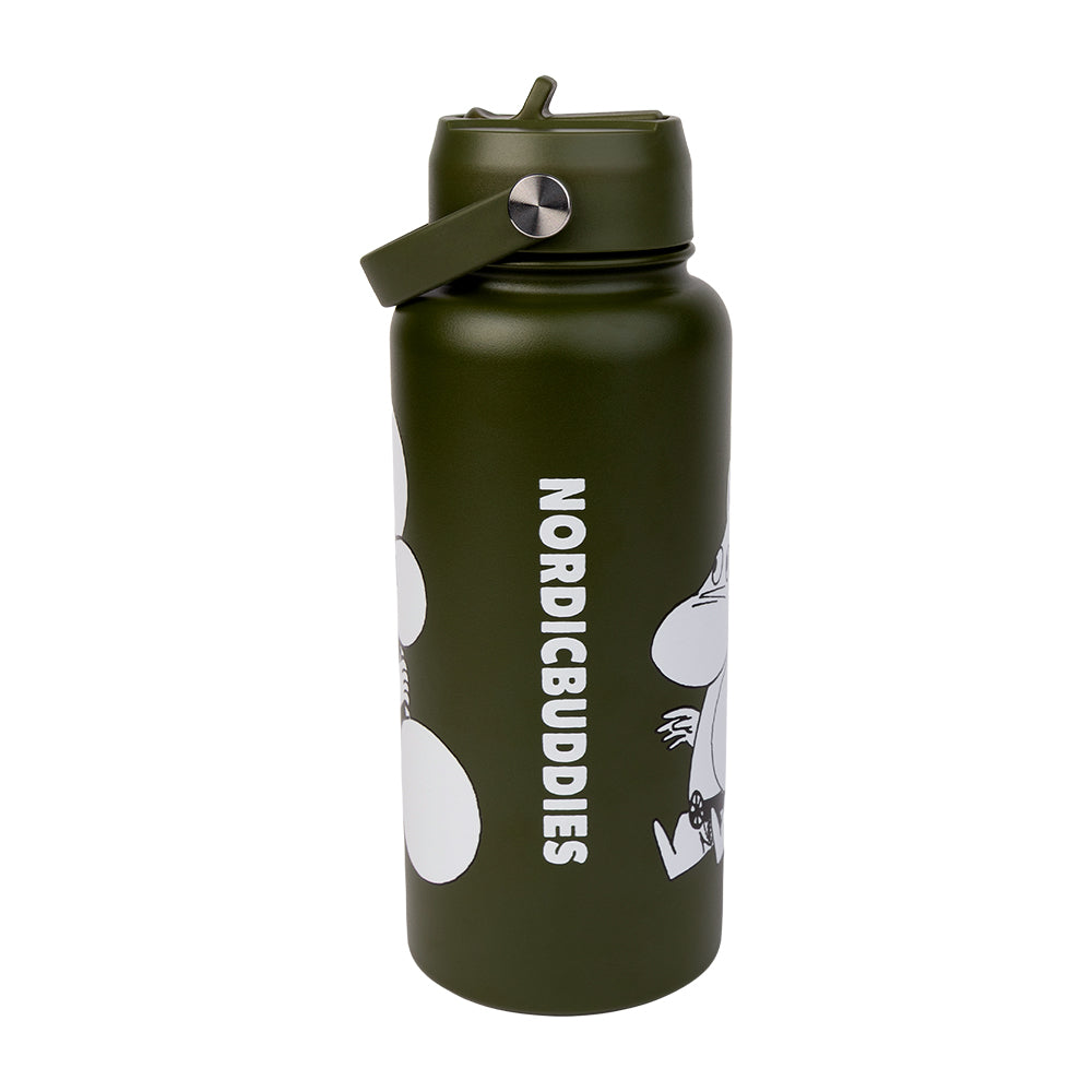 Moomintroll Lighting Weights Thermal Bottle Green 1L - The Official Moomin Shop